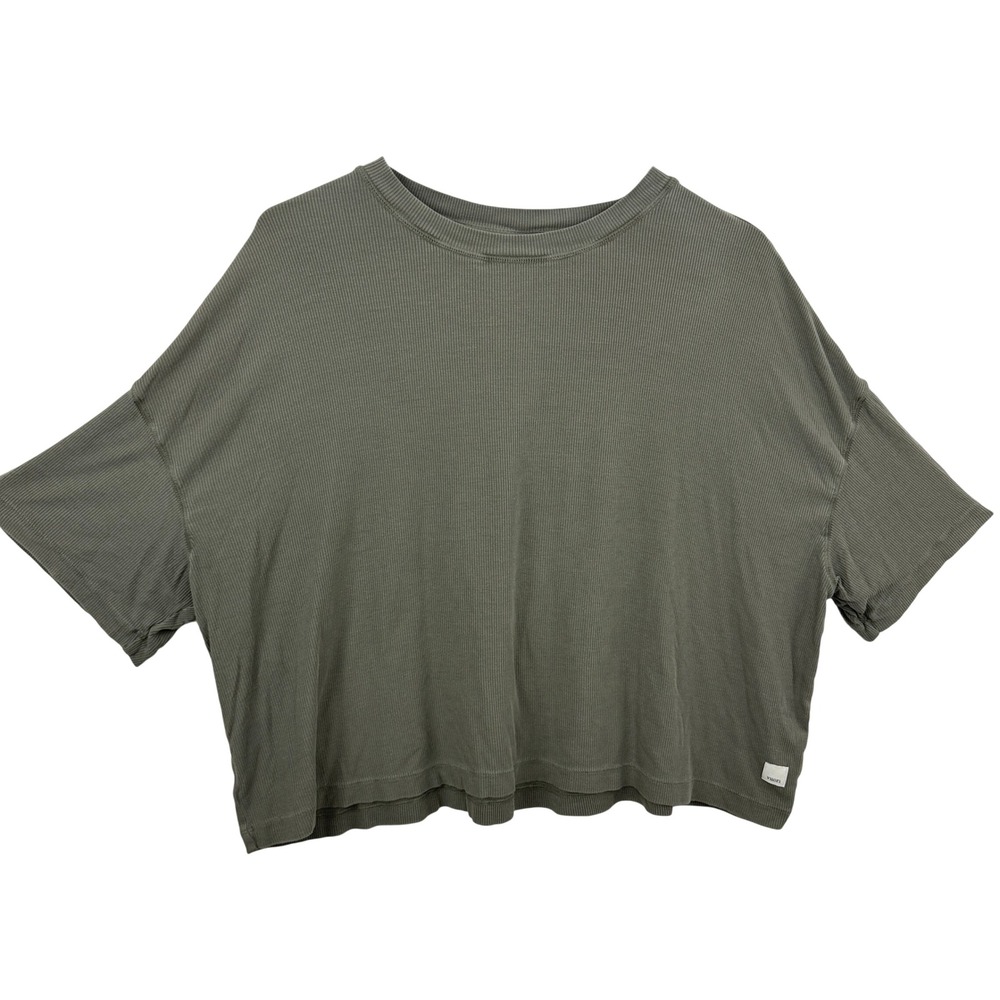 Vuori Shirt Womens Small Green Mud Ribbed Mudra Tee Oversized Boxy Fit VW1017